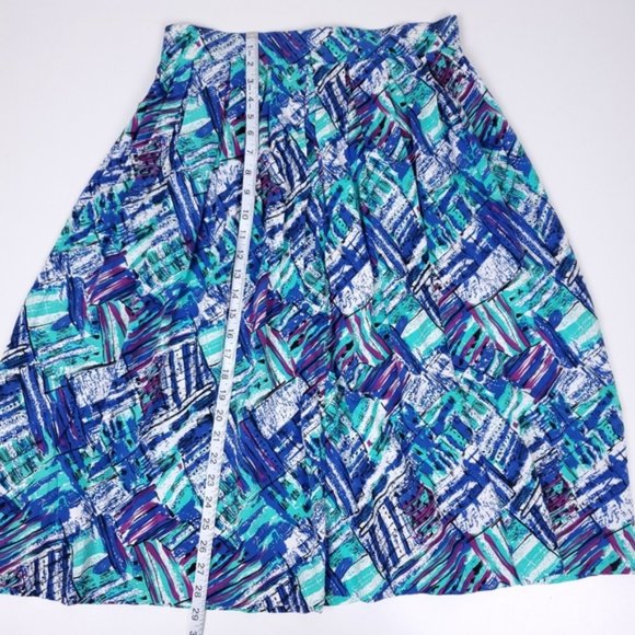 Vintage blue green abstract midi skirt - Picture 5 of 7